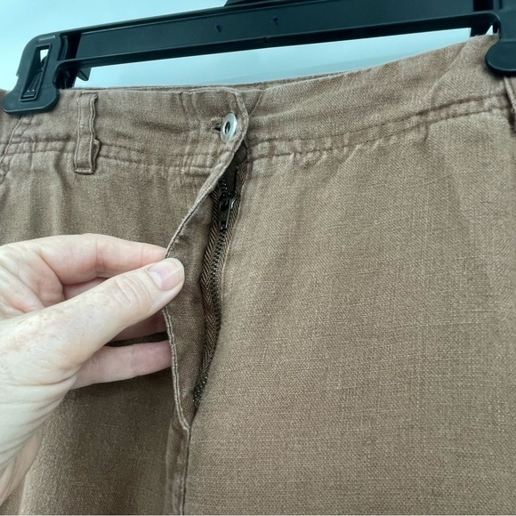 Alexandra Bartlett Linen Wide-Leg Pants – Brown, Size 2 - Picture 2 of 9